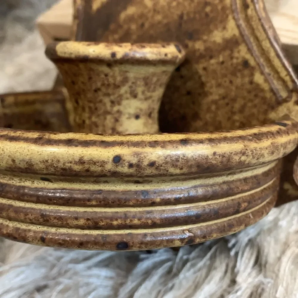 Handmade Artist Signed Stoneware Wall Taper Candle Wall Sconce Studio Pottery